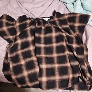Plaid Women's Top - Black and Brown